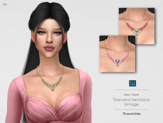Sims 4 Diamond Necklace Vintage at Elfdor Sims