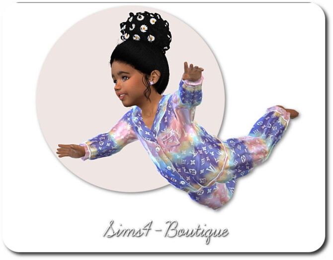 Sims 4 Designer Silk Pyama for Toddler Girls and Boys at Sims4 Boutique