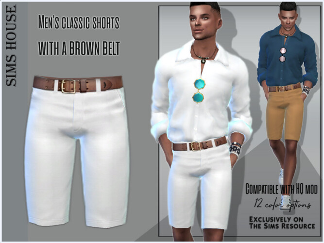 Men’s Classic Shorts With A Brown Belt By Sims House