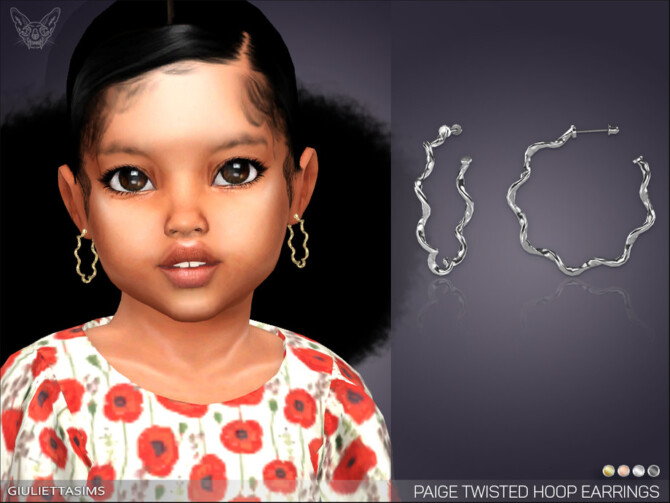 Sims 4 Paige Twisted Hoop Earrings For Toddlers by feyona at TSR