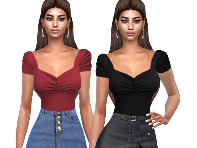 Sims 4 Female Smocked Short Sleeve Tops by Saliwa at TSR