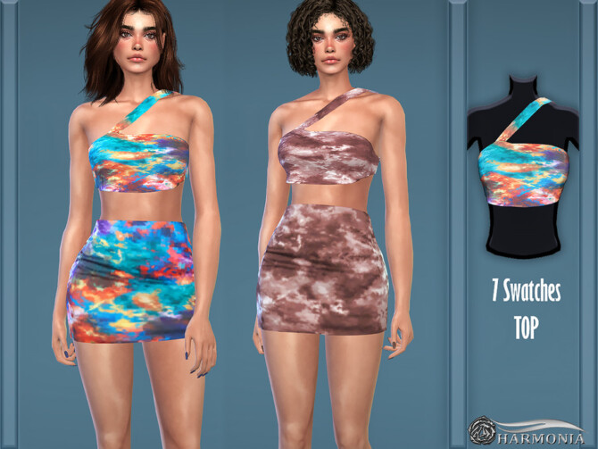 Sims 4 Tie Dye Woven Printed Top by Harmonia at TSR