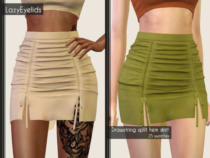 Satin kimono & pants + Bandeau crop top & skirt at LazyEyelids » Sims 4 ...