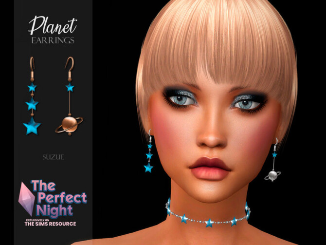 Sims 4 Planet Earrings by Suzue at TSR