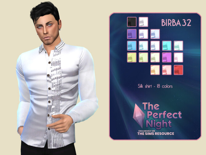 Sims 4 The Perfect Night Silk shirt by Birba32 at TSR