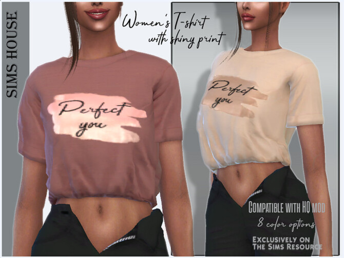 Sims 4 Womens T shirt with shiny print by Sims House at TSR