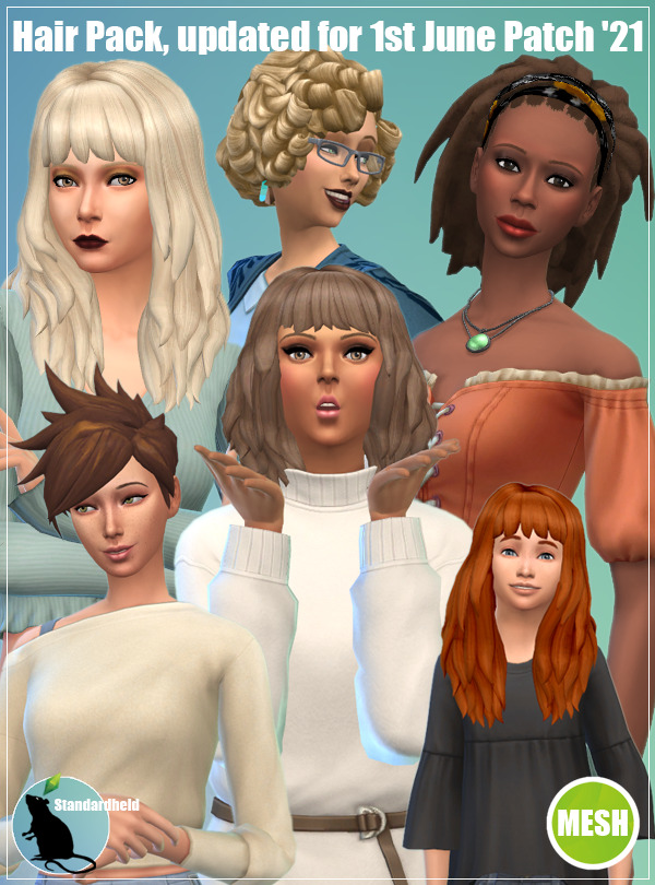 Sims 4 Hair Pack updated with 6 new swatches at Standardheld
