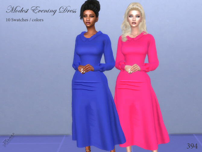 Sims 4 Modest Evening Dress by pizazz at TSR