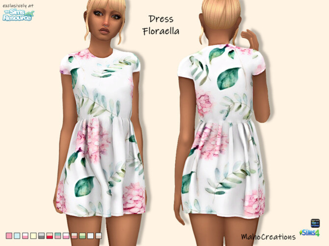Sims 4 Dress Floraella by MahoCreations at TSR