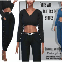 Pants With Buttons On Stripes By Sims House