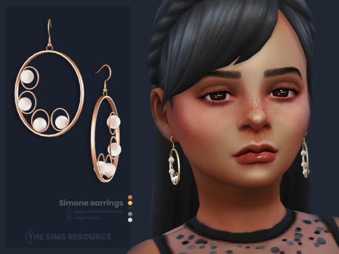 Sims 4 Simone earrings Kids version by sugar owl at TSR