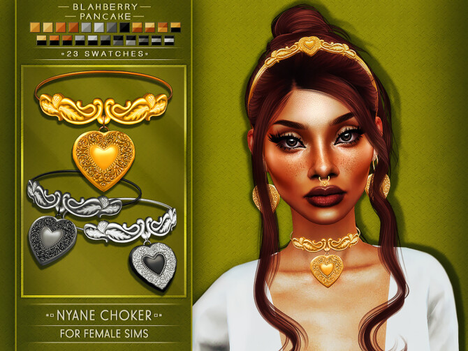 Sims 4 Nyane Set: choker, earrings, septum piercing, headband & tiara at Blahberry Pancake