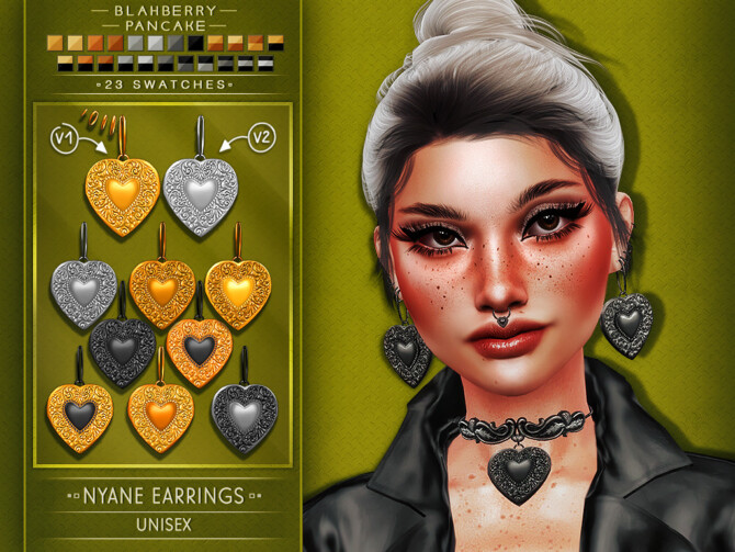 Sims 4 Nyane Set: choker, earrings, septum piercing, headband & tiara at Blahberry Pancake