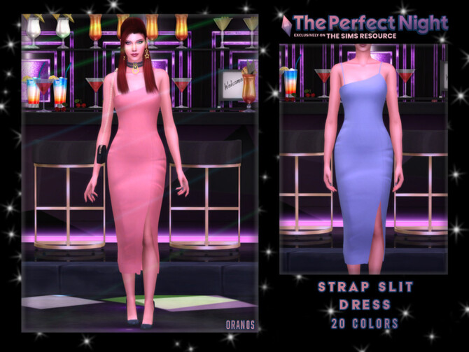 Sims 4 The Perfect Night Strap Slit Dress by OranosTR at TSR
