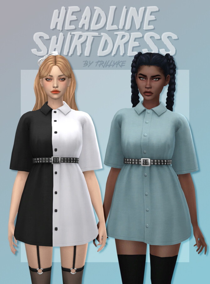Sims 4 Headline Shirt Dress at Trillyke
