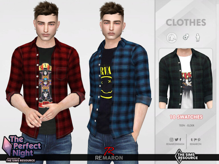 Band Shirt for Male by remaron at TSR » Sims 4 Updates