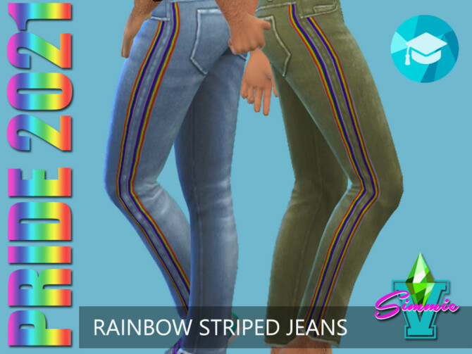 Sims 4 Pride21 Rainbow Stripe Jeans by SimmieV at TSR