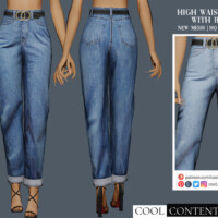 High Waist Jeans With Belt By Sims2fanbg