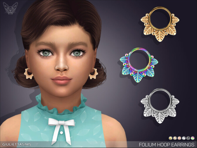 Sims 4 Folium Little Hoop Earrings For Kids by feyona at TSR
