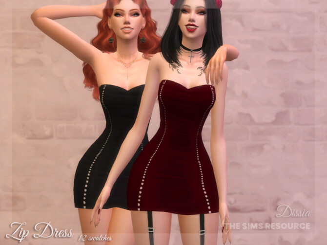 Sims 4 Zip Dress by Dissia at TSR