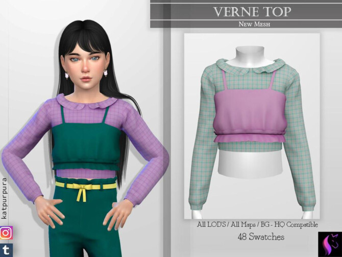 Sims 4 Verne Top by KaTPurpura at TSR