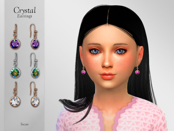 Sims 4 Crystal Earrings Child by Suzue at TSR