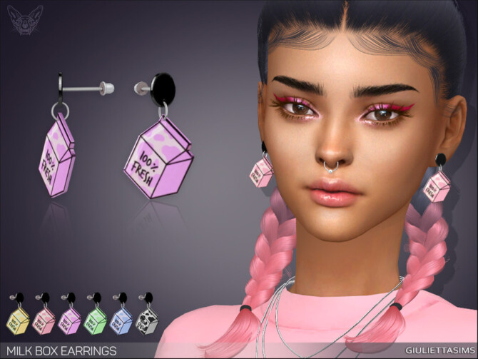 Sims 4 Milk Box Earrings by feyona at TSR