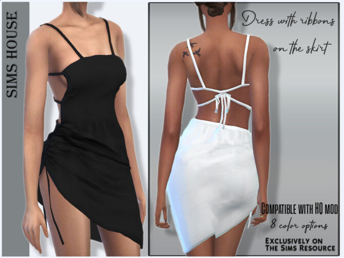 Sims 4 Dress with ribbons on the skirt by Sims House at TSR