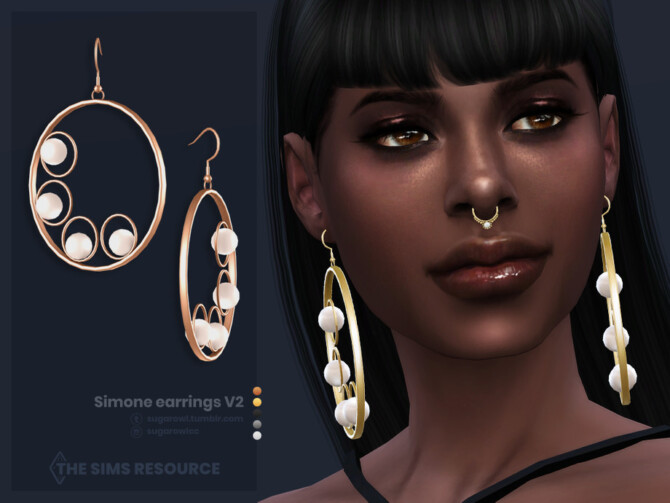 Sims 4 Simone earrings V2 by sugar owl at TSR
