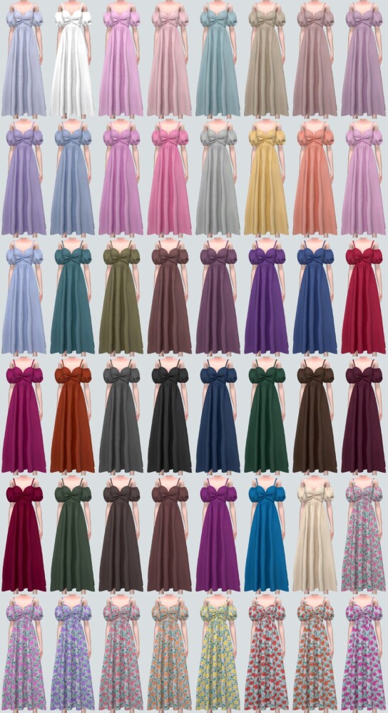 Shirring Long OS Dress at Marigold » Sims 4 Updates