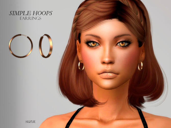 Sims 4 Simple Hoops Earrings by Suzue at TSR