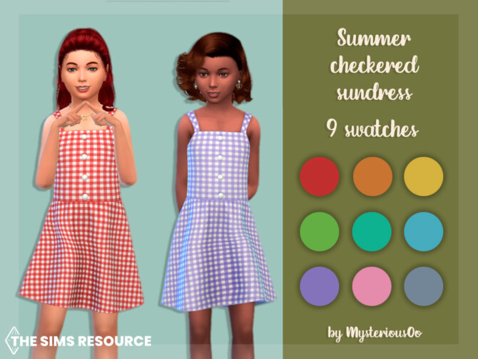 Sims 4 Summer checkered sundress by MysteriousOo at TSR