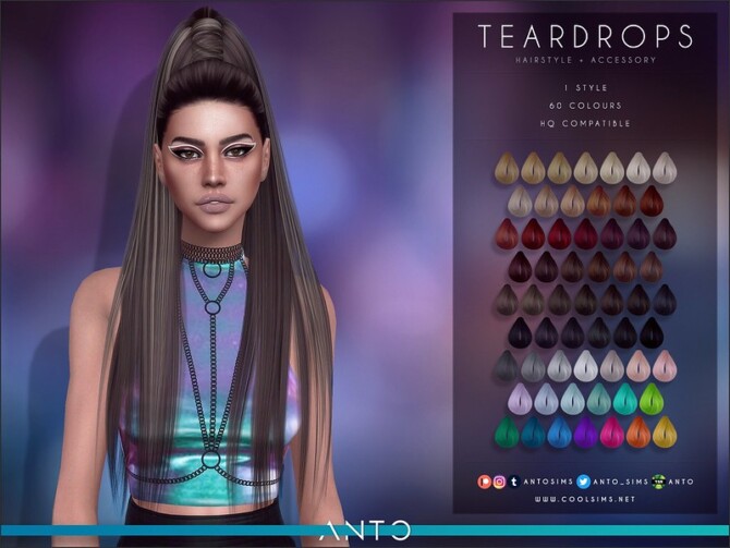 Sims 4 Teardrops hair by Anto at TSR