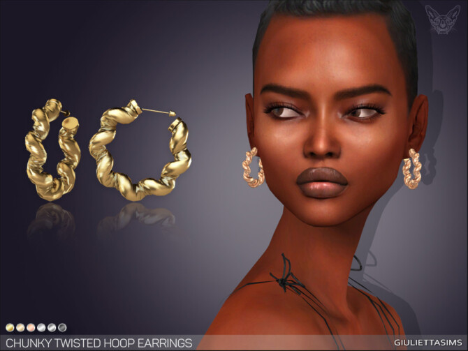 Sims 4 Chunky Twisted Hoop Earrings by feyona at TSR