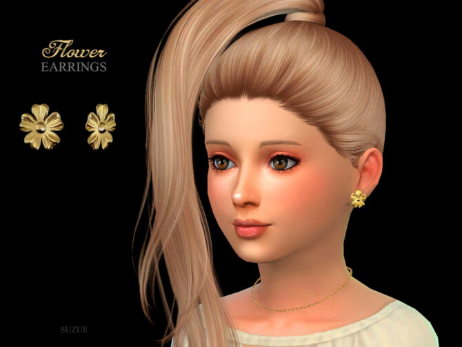 Sims 4 Flower Earrings Child by Suzue at TSR