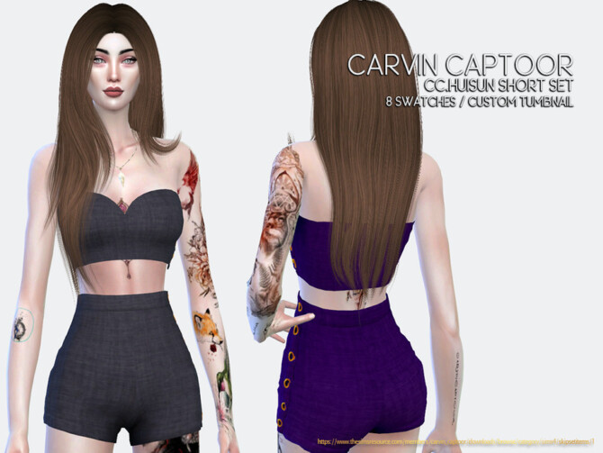 Sims 4 Huisun Short Set by carvin captoor at TSR