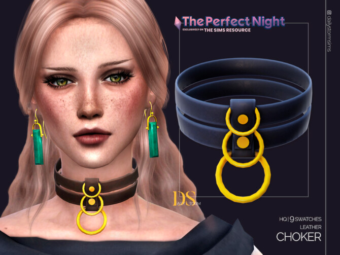 Sims 4 The Perfect Night Leather Choker by DailyStorm at TSR