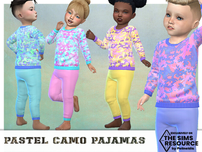Sims 4 Pastel Camo Pajamas by Pelineldis at TSR