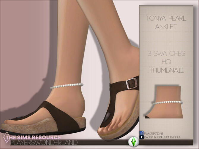 Sims 4 Tonya Pearl Anklet by PlayersWonderland at TSR