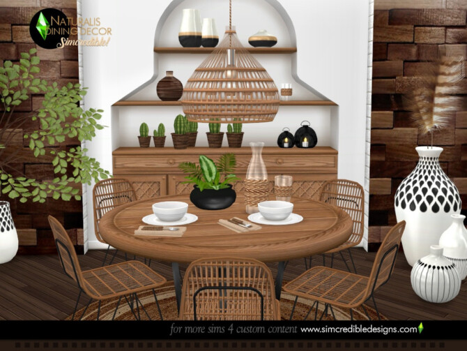 Sims 4 Naturalis Dining decor by SIMcredible at TSR