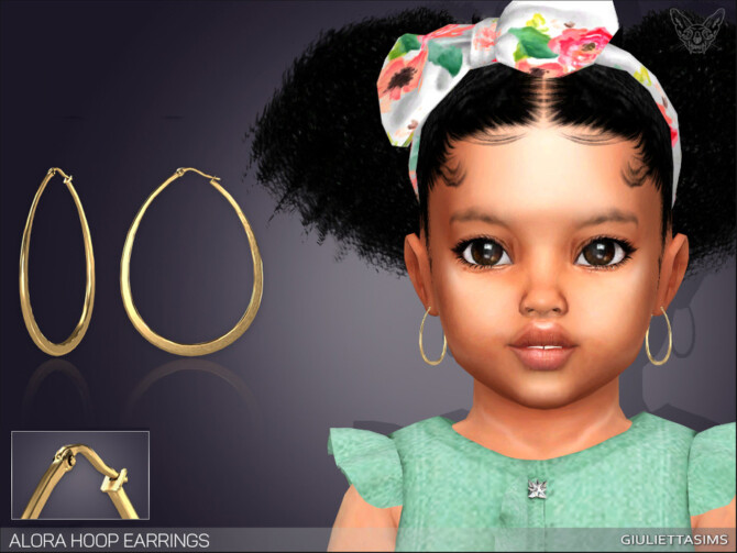 Sims 4 Alora Oval Hoop Earrings For Todders by feyona at TSR