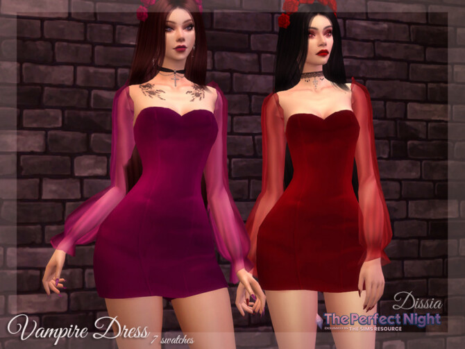 Sims 4 Vampire Dress by Dissia at TSR