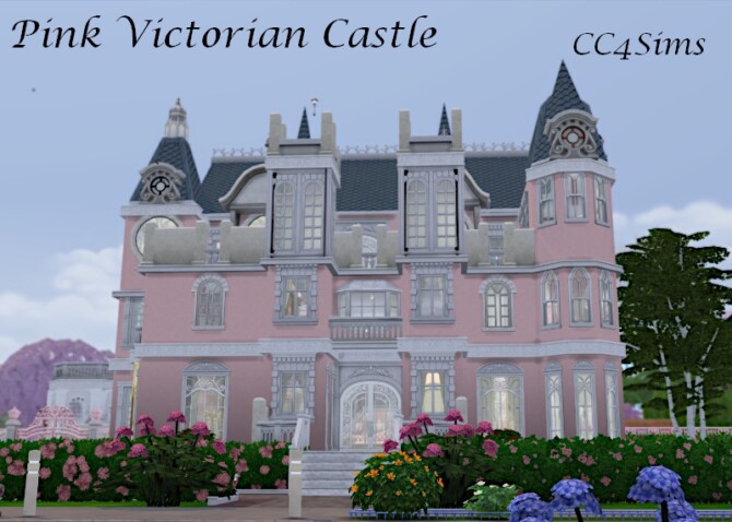 Sims 4 Pink Victorian Castle by Christine at CC4Sims
