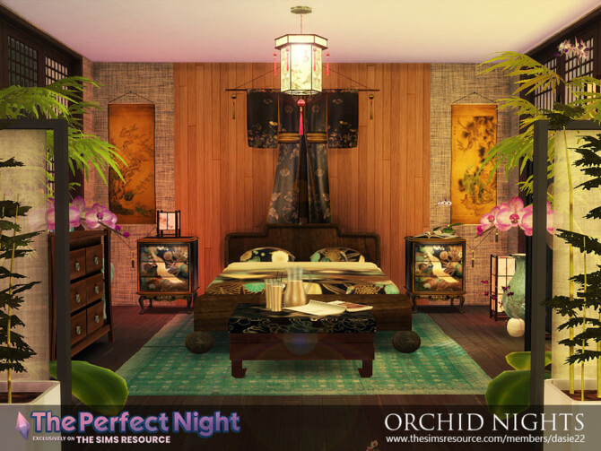 Sims 4 ORCHID NIGHTS bedroom by dasie2 at TSR