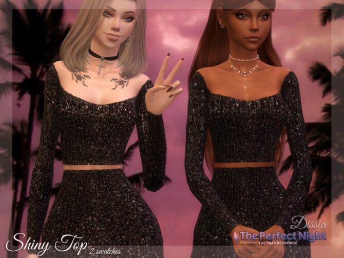 Sims 4 The Perfect Night Shiny Top by Dissia at TSR