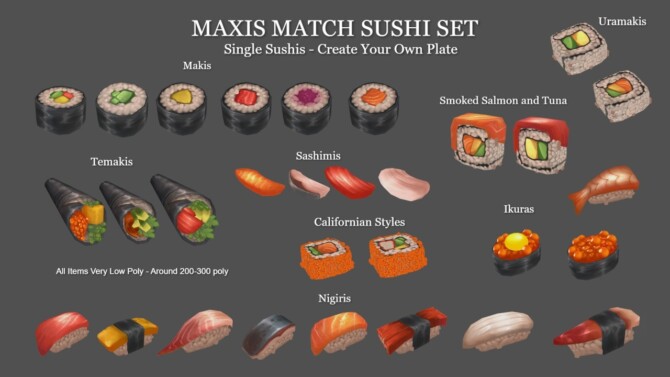 Sims 4 Maxis Match Sushi Set at Leo Sims