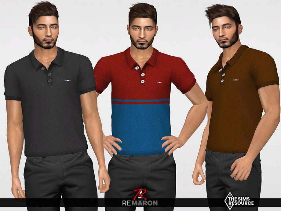 Polo Shirt 01 for Male Sim by remaron at TSR » Sims 4 Updates