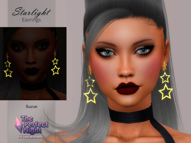 Sims 4 Starlight Earrings by Suzue at TSR