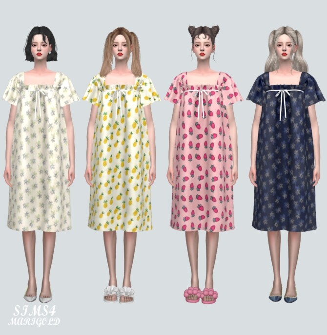 Sims 4 Ribbon Midi Dress at Marigold
