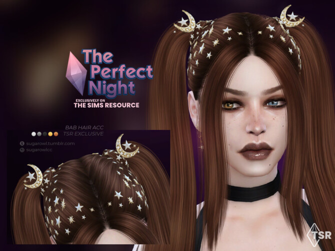 Sims 4 The Perfect Night BAB hair acc by sugar owl at TSR